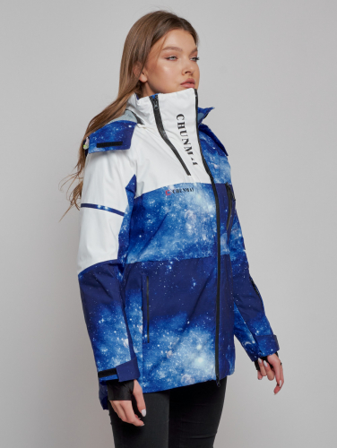 Горнолыжная куртка женская зимняя синего цвета 2321S