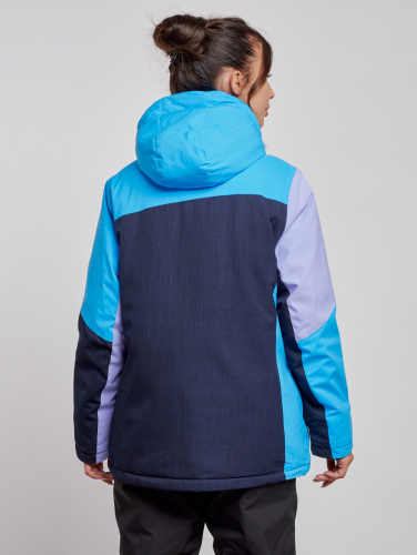 Горнолыжная куртка женская зимняя большого размера синего цвета 3963S