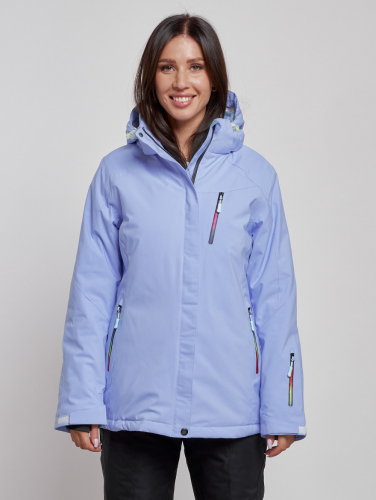 Горнолыжная куртка женская зимняя фиолетового цвета 3331F
