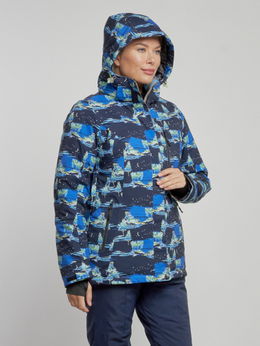 Горнолыжная куртка женская зимняя темно-синего цвета 3320TS