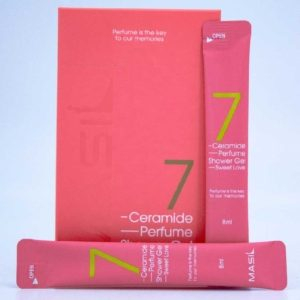 MASIL 7 CERAMIDE PERFUME SHOWER GEL STICK POUCH (CHERRY BLOSSOM) Парфюмированный гель для душа с керамидами и ароматом цветка вишни 20*8мл