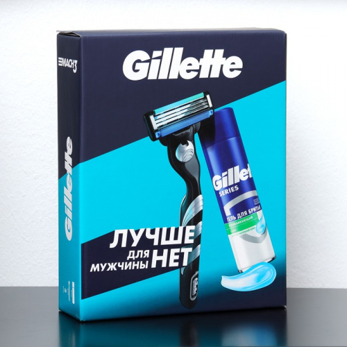 Набор Gillette MACH3 Бритва с 1 сменной кассетой и TGS Гель для бритья, 200мл