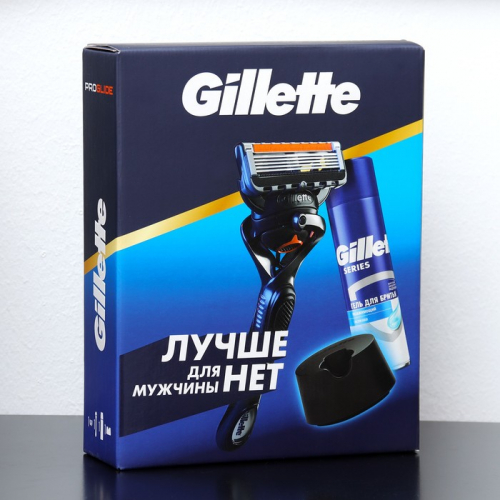 Набор Gillette FUS ProGl Бритва + 1 сменная кассета и Гель для бритья и подставка для кассет 1009953