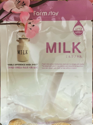Farm Stay /Тканевая маска для лица с молочными протеинами. Visible Difference Mask Sheet Milk . 10 шт.