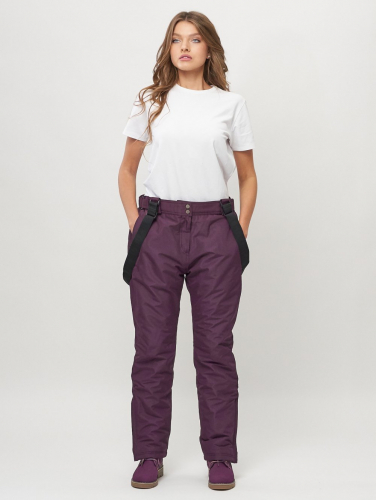Полукомбинезон брюки горнолыжные женские big size темно-фиолетового цвета 66413TF