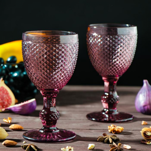 Набор бокалов стеклянных Magistro «Вилеро», 280 мл, 8×16 см, 2 шт, цвет розовый