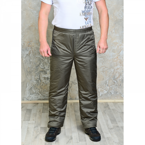  500 1490Утепленные синтепоном мужские брюки на поясе- резинка, арт. 007цвет-хаки