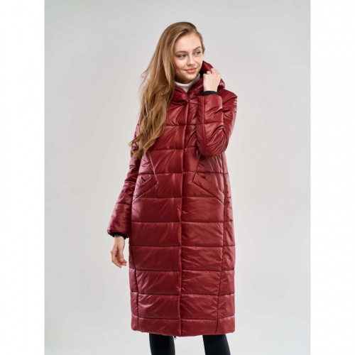 1690 3600Длинное женское пальто для еврозимы, цвет-бордовый арт.ПЧ2013