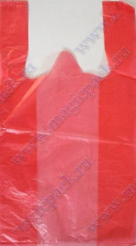 Полиэтиленовый пакет майка ПНД 15 мкм 45*75 см Красный 100 шт