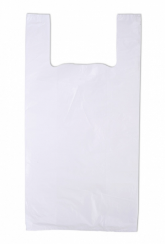 Полиэтиленовый пакет майка ПНД 12 мкм 26+14*48 см Однотонная белая 100 шт