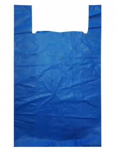 Полиэтиленовый пакет майка ПНД 23 мкм 38+18*60 см Темно-синяя 50 шт