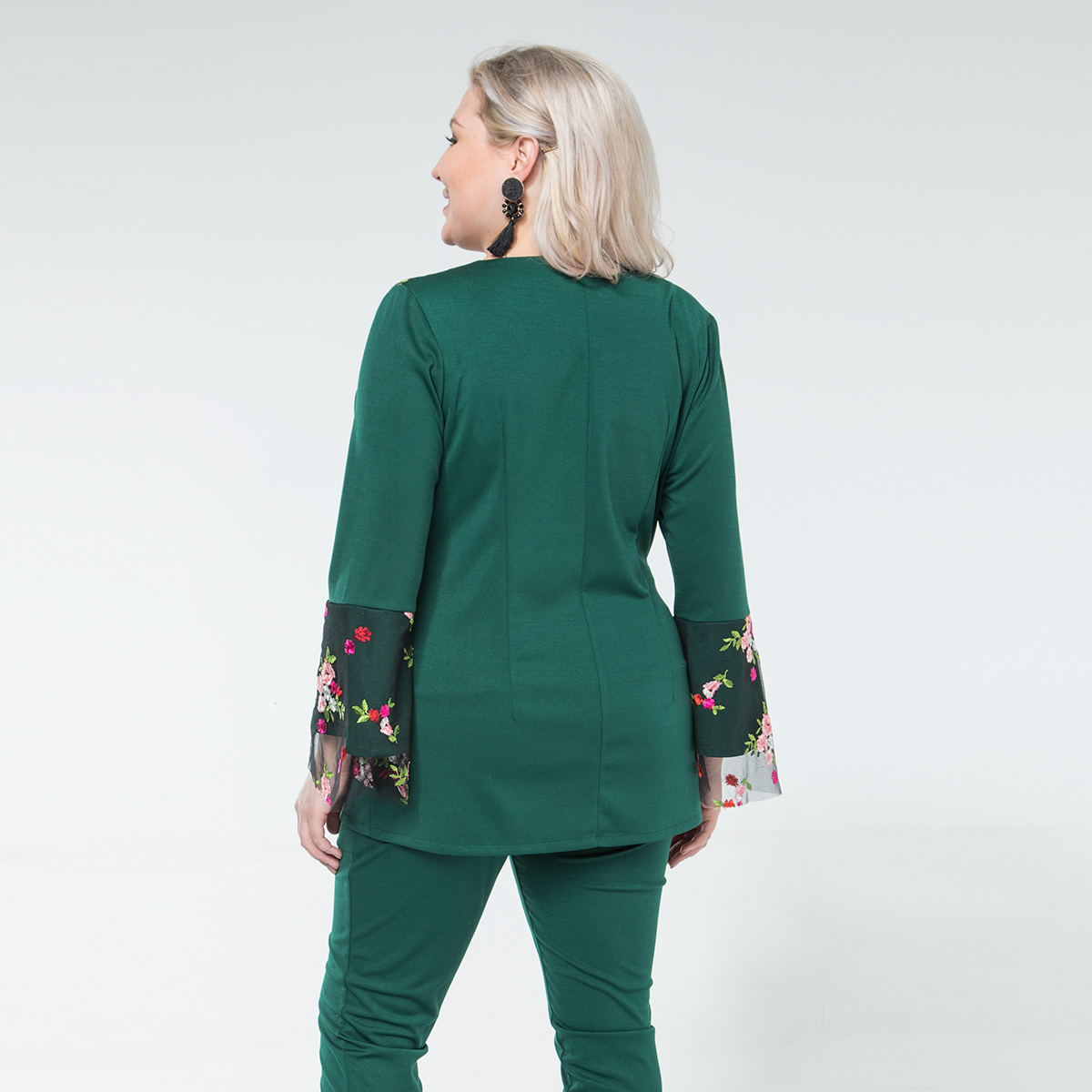 ст. цена1400руб.! Костюм, трикотаж, туника, брюки, зеленый