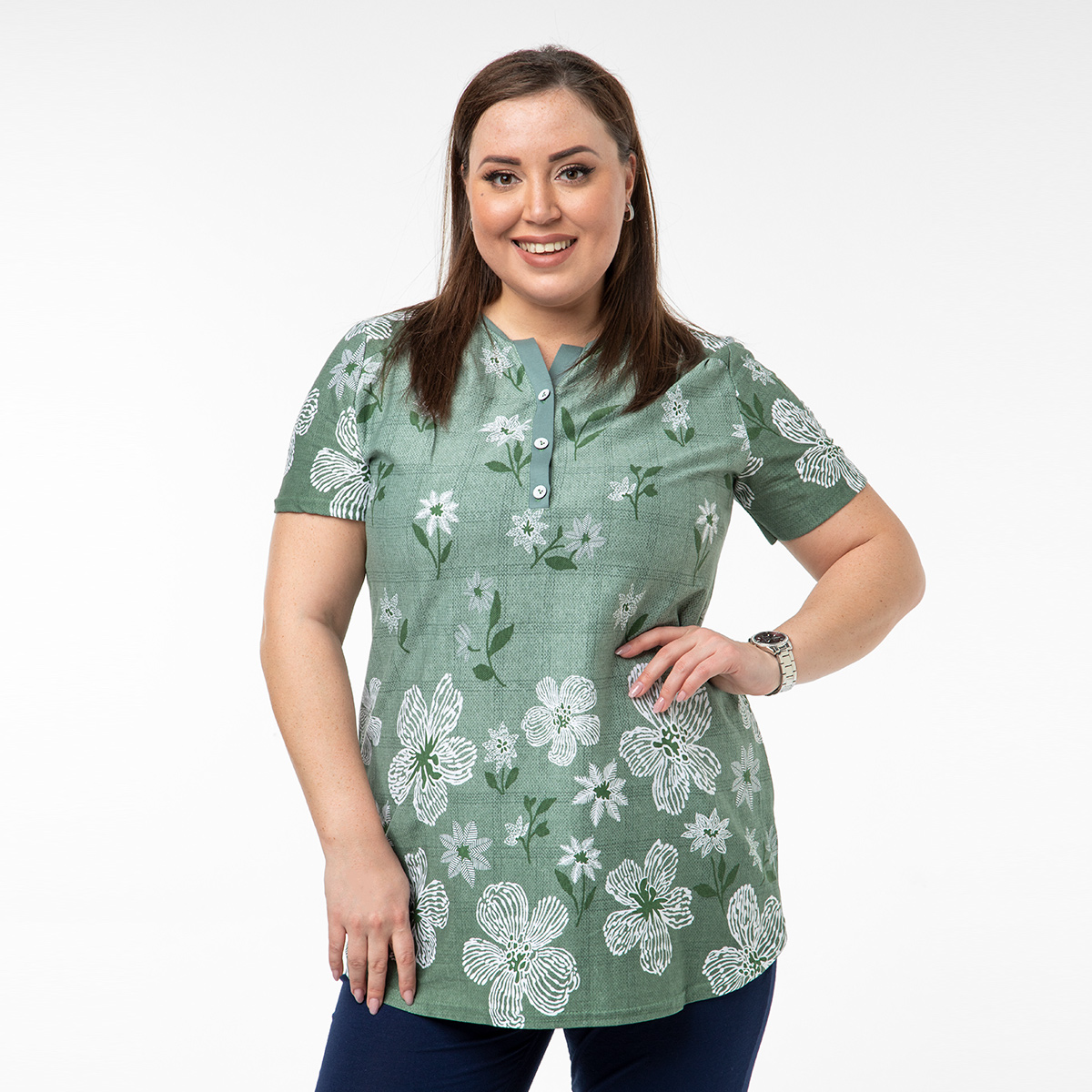 ст. цена1500руб.! Костюм, трикотаж, туника, брюки, зеленый