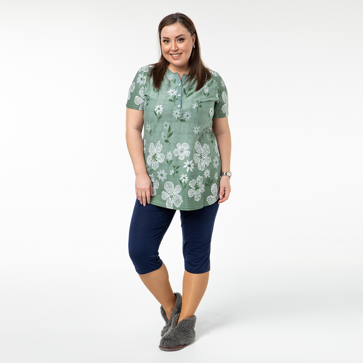 ст. цена1500руб.! Костюм, трикотаж, туника, брюки, зеленый