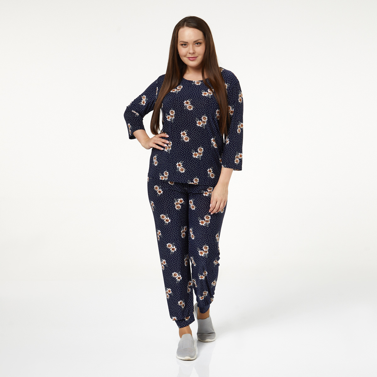 ст. цена1400руб.! Костюм, трикотаж, блуза, брюки, коричневый