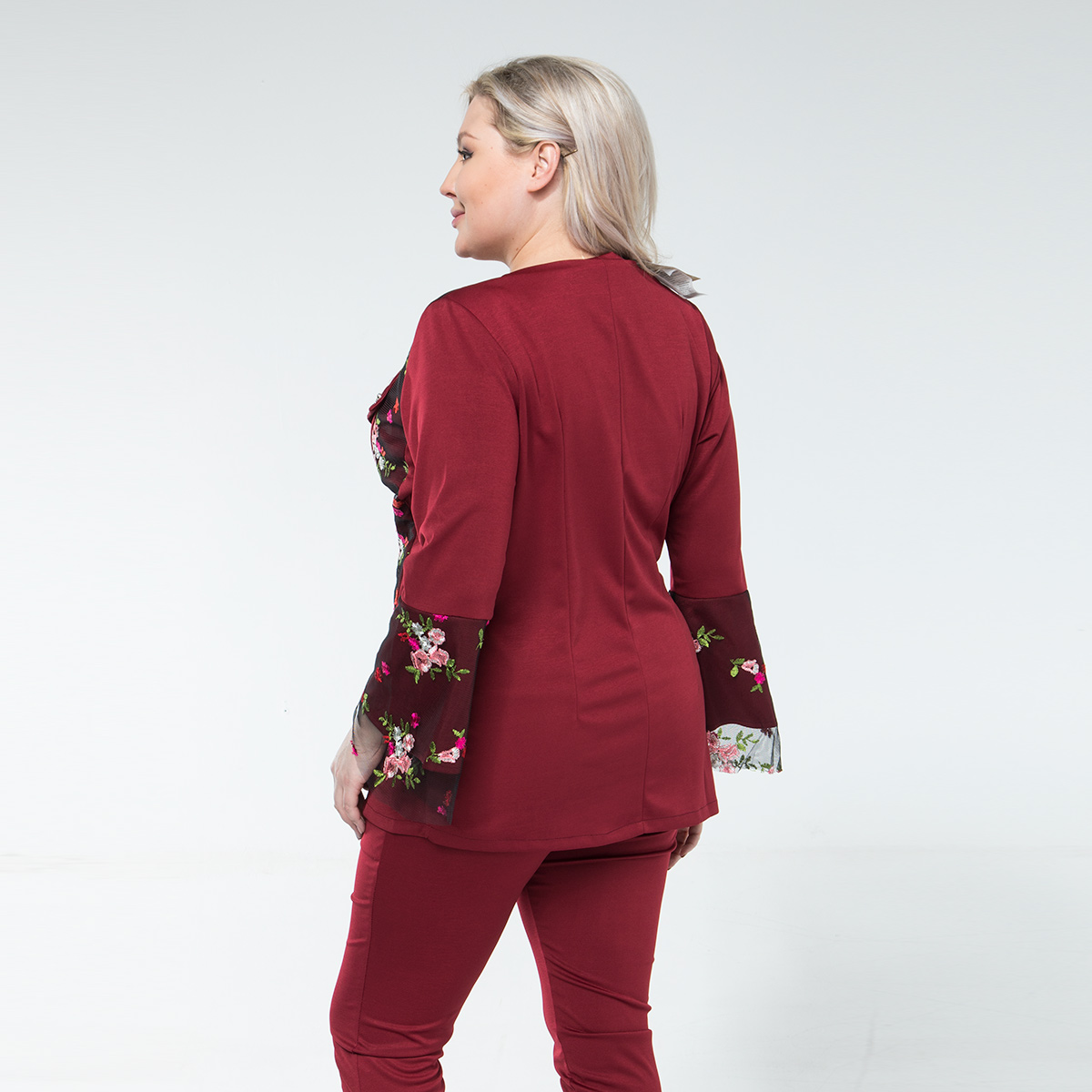 ст. цена1400руб.! Костюм, трикотаж, туника, брюки, бордовый