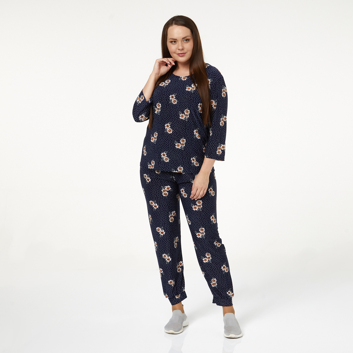 ст. цена1400руб.! Костюм, трикотаж, блуза, брюки, коричневый