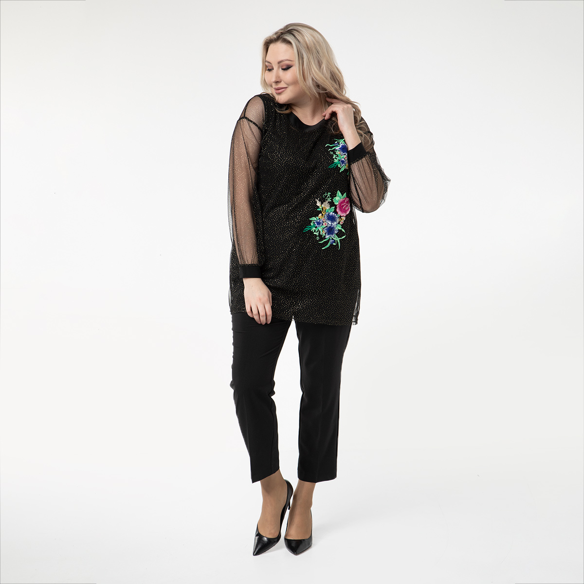 ст. цена1000руб.! Туника, трикотаж, черный