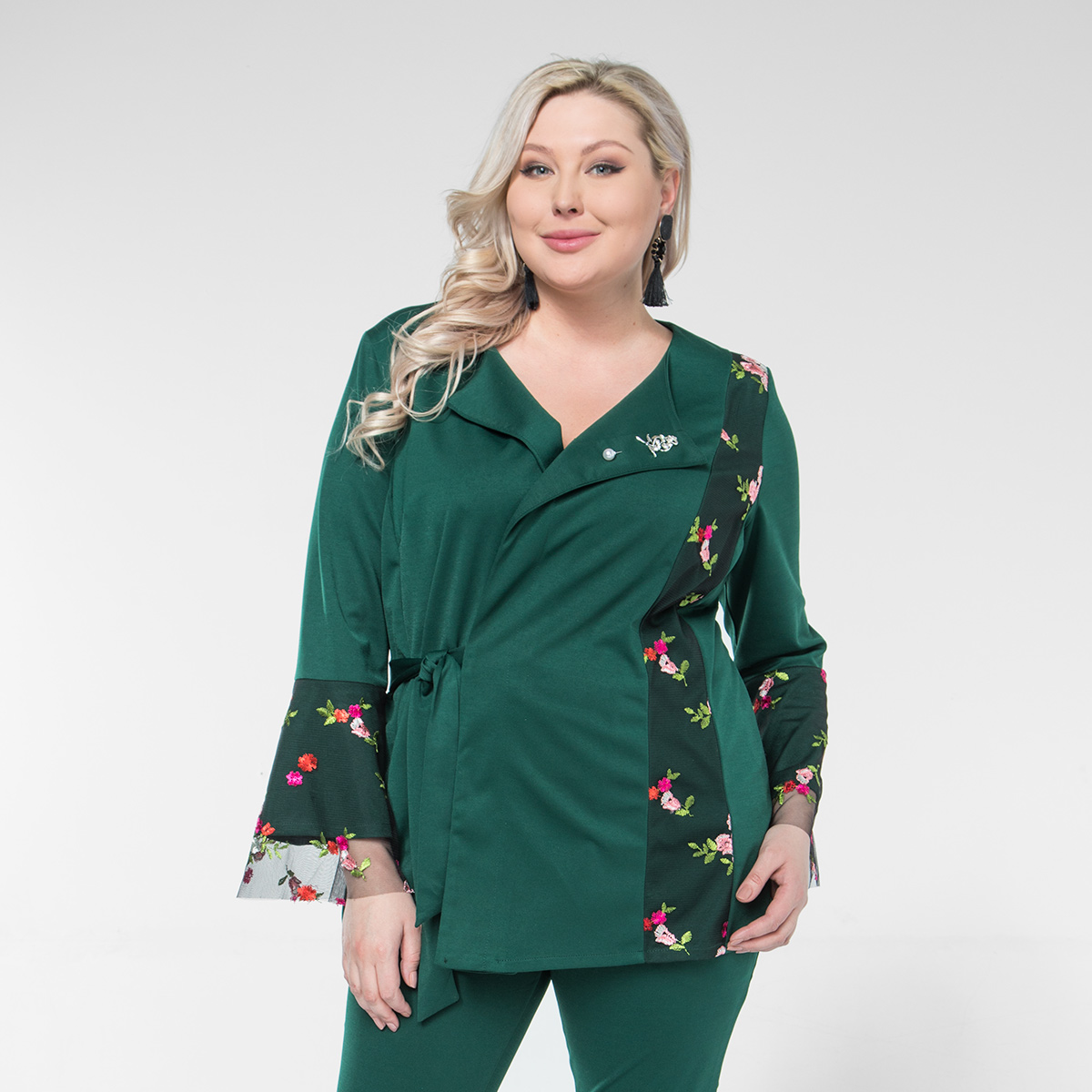 ст. цена1400руб.! Костюм, трикотаж, туника, брюки, зеленый