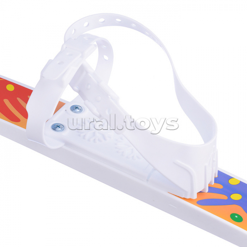 Игровые лыжи «Лыжики-пыжики» Ручки (игрушка детская) 75/75 см, крепление мягкое пластиковое, с палками стеклопластик (в сетке)