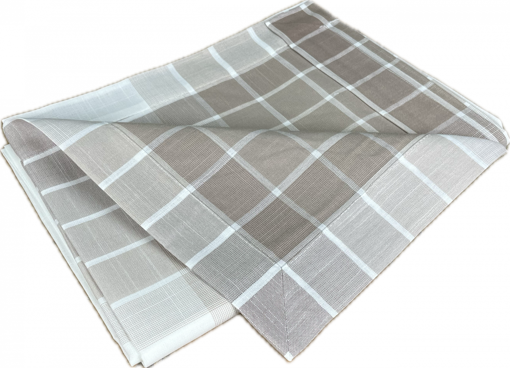 Скатерть льняная в ПВХ сумке ПОЛОСА С КЛЕТКОЙ БЕЖЕВЫЙ р-р 150х220