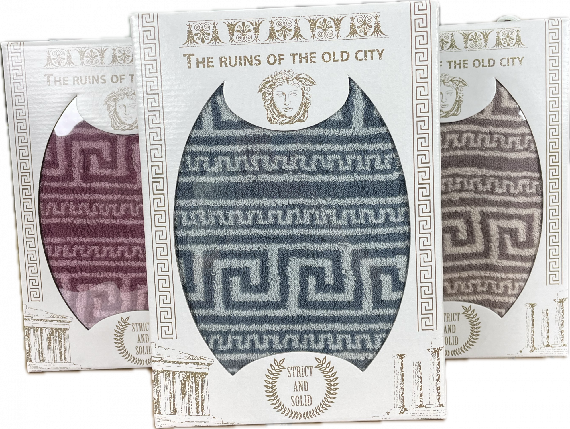 Полотенце махровое в подарочной коробке ГРЕЧЕСКОЕ 1 пр р-р 50х90