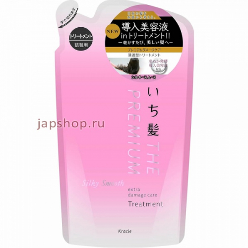 Ichikami The Premium Silky Smooth Treatment Бальзам-ополаскиватель для гладких волос, с ароматом цветущей вишни, сменная упаковка, 340 гр (4901417722867)