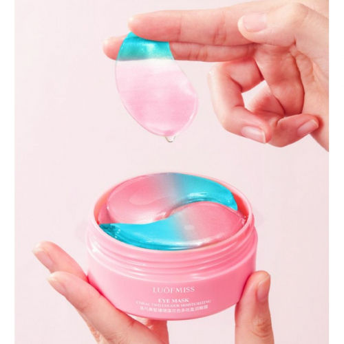 Патчи гидрогелевые для глаз двухцветные с коралловым комплексом Coral Two Colour Moisturizing Eye Mask LUOFMISS, 80 ГР.