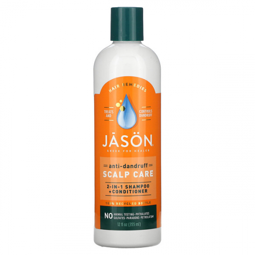 Jason Natural, лечебно-профилактический шампунь и кондиционер «2 в 1» для защиты кожи головы от перхоти, 355 мл (12 жидк. унций)