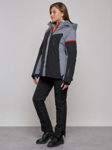 Горнолыжная куртка женская зимняя большого размера черного цвета 2272-3Ch