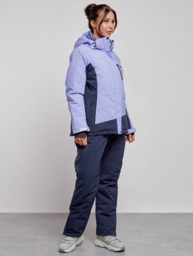 Горнолыжный костюм женский большого размера зимний фиолетового цвета 03960F