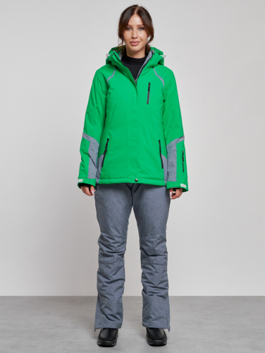 Горнолыжный костюм женский зимний зеленого цвета 02316Z