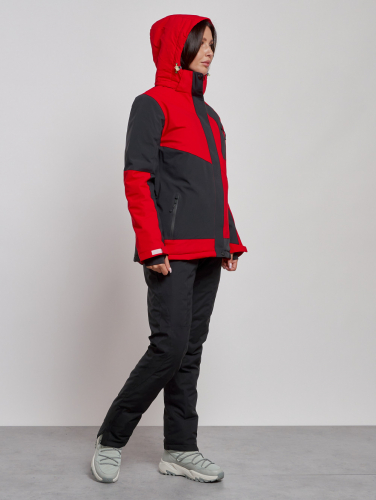Горнолыжный костюм женский зимний красного цвета 02306Kr