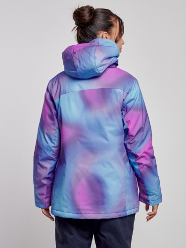 Горнолыжная куртка женская зимняя большого размера фиолетового цвета 3936F