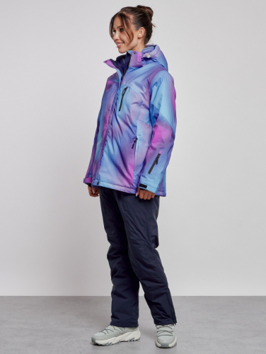 Горнолыжный костюм женский большого размера зимний фиолетового цвета 03936F