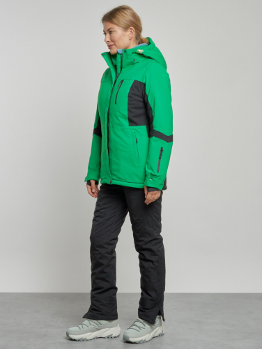 Горнолыжный костюм женский зимний зеленого цвета 03105Z