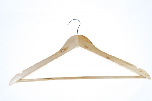 Вешалка для одежды деревянная 45см, натуральный цвет, хром, ЭКО