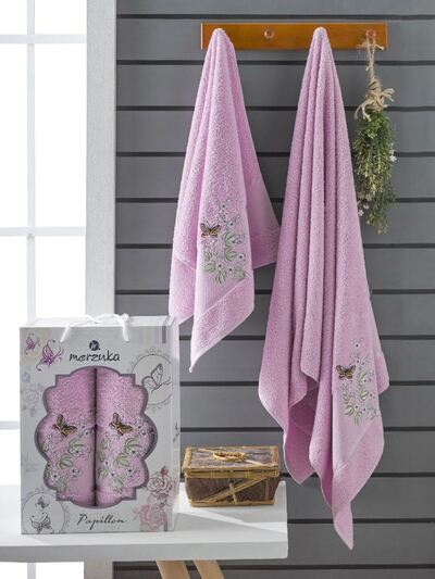 Набор полотенец махровых Papillon Merzuka 2 предмета 50*90+70*140, сиреневый (арт.10169,10170)