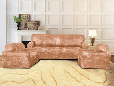 Набор чехлов на 3х местный диван +2 кресла Каприз стрейч Марианна Светло-коричневый