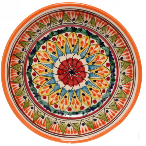 Тарелка плоская 19см оранжевая Риштанская Керамика