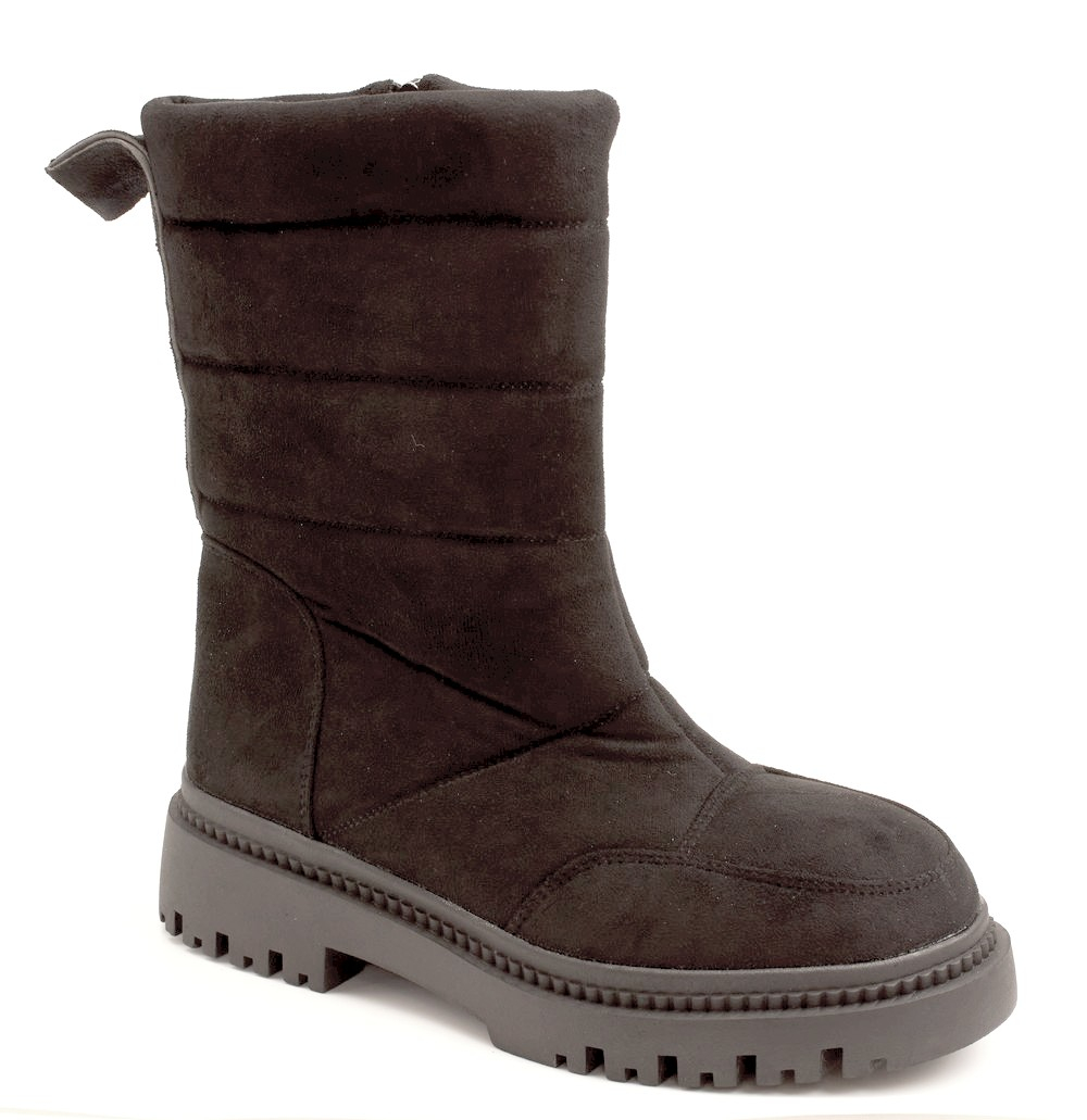 Aborino T-E190-5-МП/Z Полусапожки женские чер иск велюр, подклад иск мех