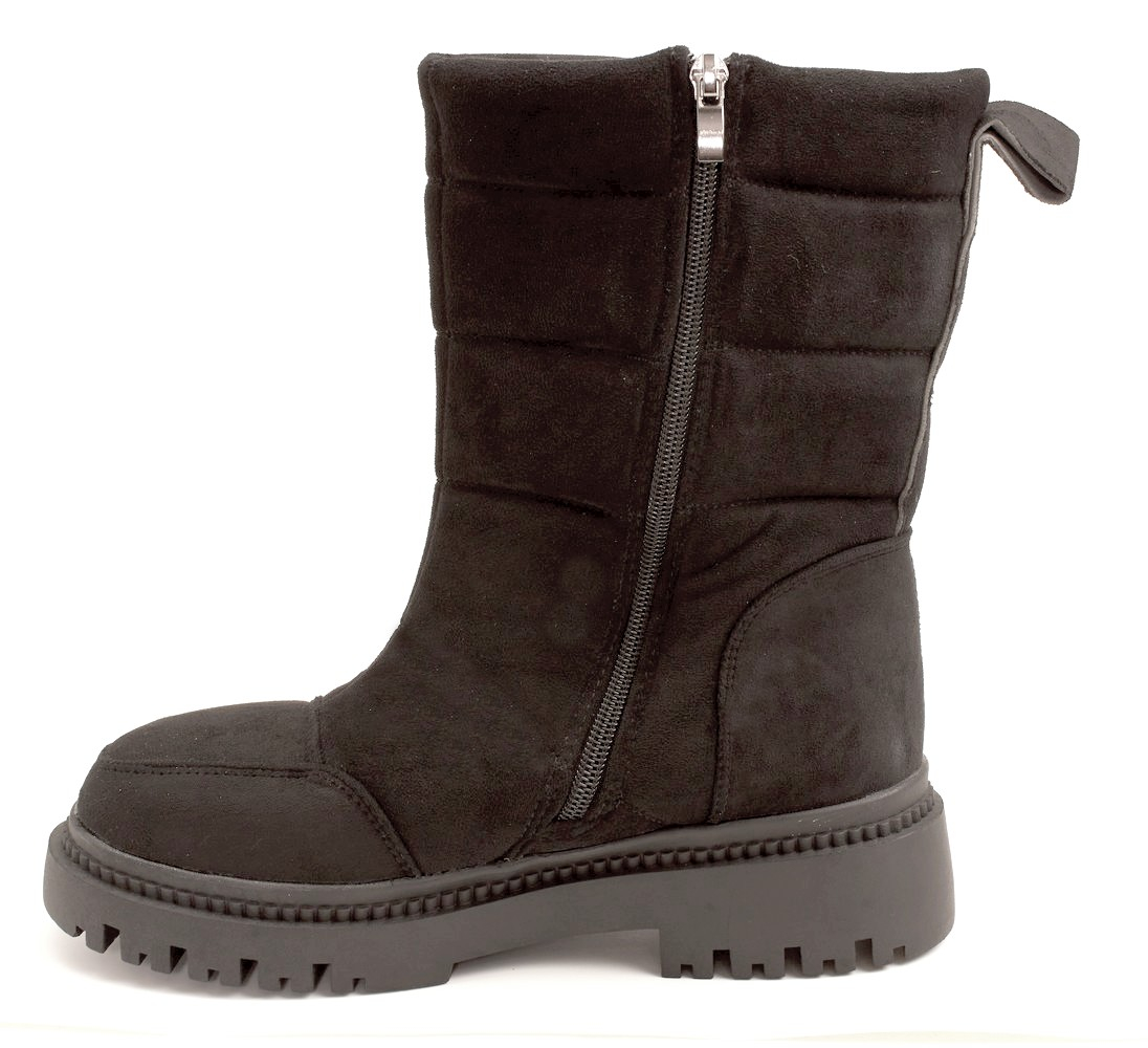 Aborino T-E190-5-МП/Z Полусапожки женские чер иск велюр, подклад иск мех