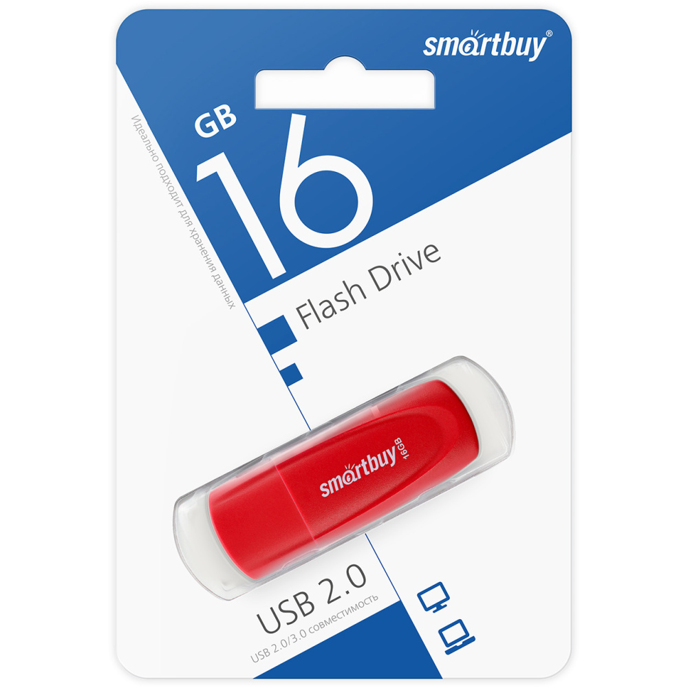 Флешка SmartBuy USB flash drive 16GB Scout (красный)