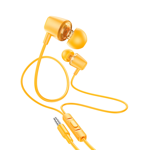 Гарнитура HOCO M107 Discoverer, микрофон, кнопка ответа, кабель 1.2м (желтый)