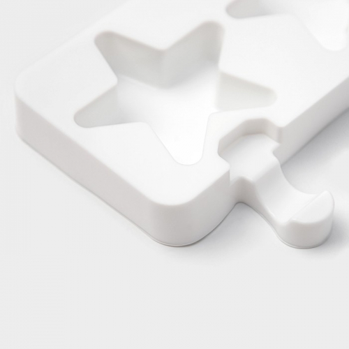 Форма для мороженого Доляна «Звезда», силикон, 28,5×10,5×2 см, 4 ячейки, цвет белый