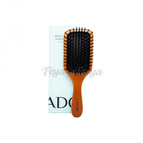 Массажная расческа для волос с деревянной ручкой LADOR MIDDLE WOODEN PADDLE BRUSH