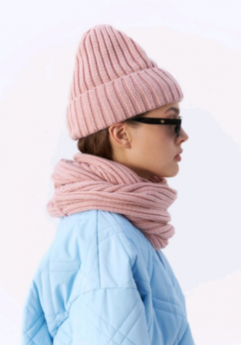 Комплект шапка и снуд September Story женский, розовый, размер 56-58, SETPINK004