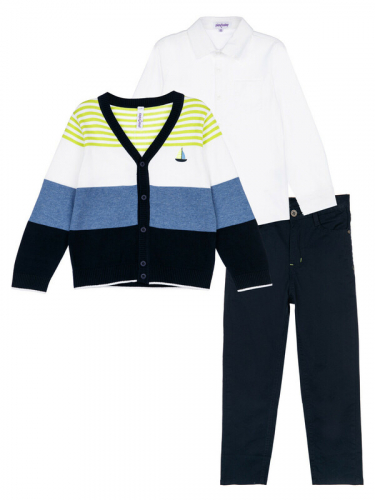  2048  р2990 р  Комплект для мальчиков: брюки текстильные, кардиган трикотажный, сорочка текстильная