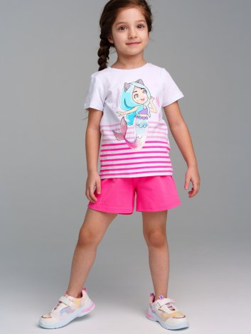 902 р  1015 р    Комплект трикотажный для девочек: фуфайка (футболка), шорты