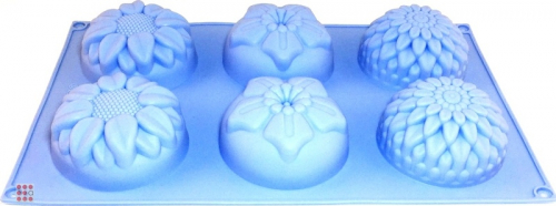 Силиконовая форма для кексов Цветочки (6 ячеек)